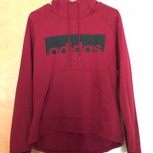 Maroon, high neck adidias hoodie